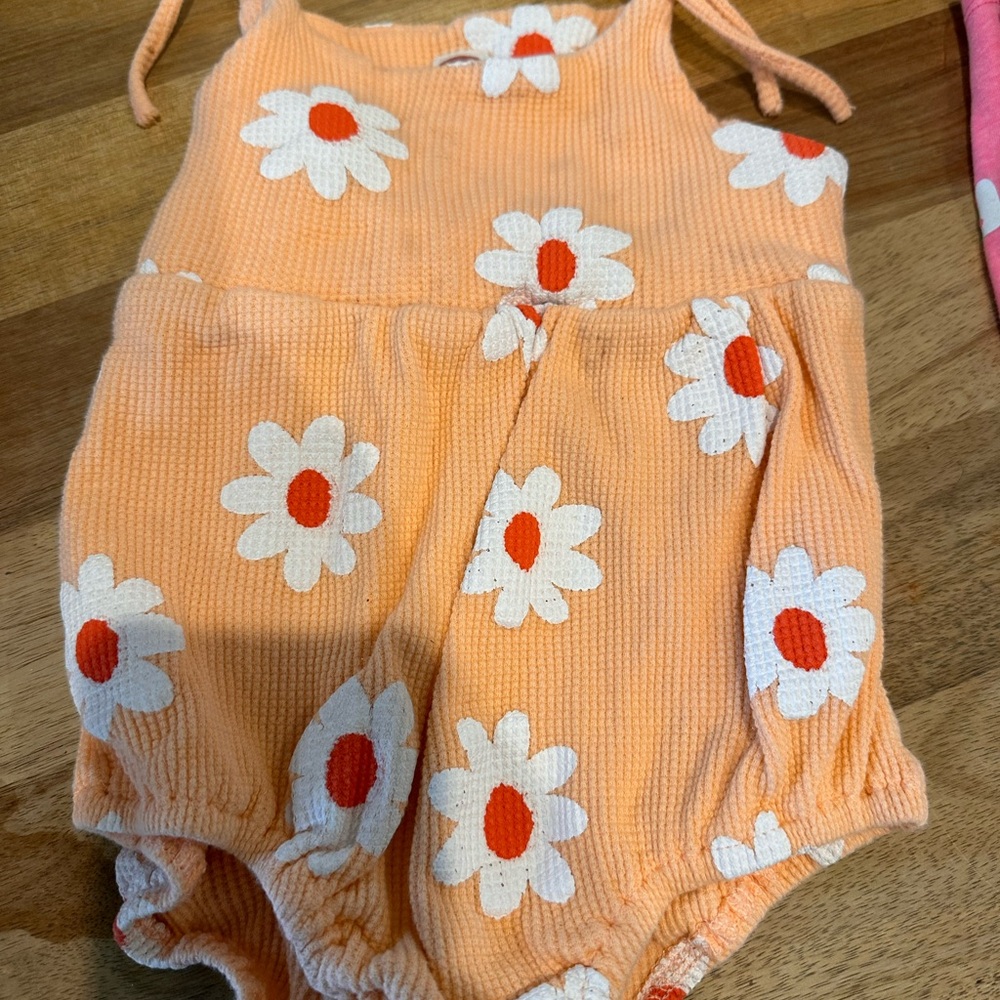 Orange Floral Baby Romper